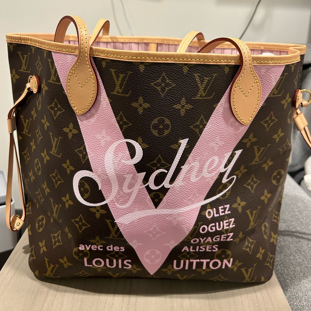 LOUIS VUITTON V Neverfull SYDNEY ballerina Pink TOTE Bag